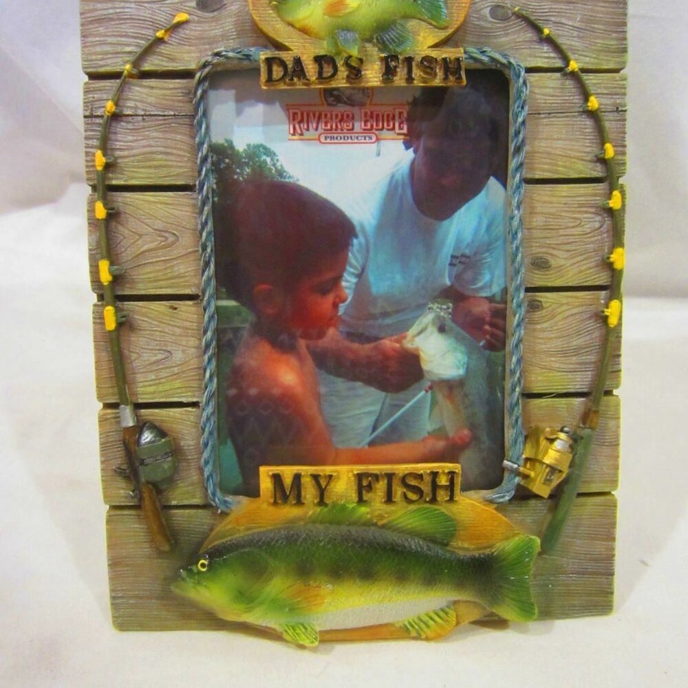 RIVERS EDGE resin Father Son Fishing FISH picture frame NEW